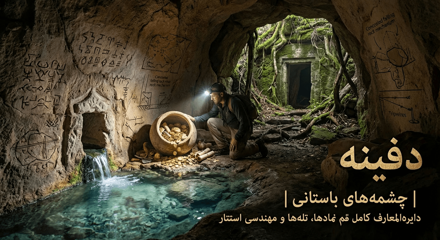 دفینه چشمه‌های باستانی | دایره‌المعارف کامل نمادها، تله‌ها و مهندسی استتار