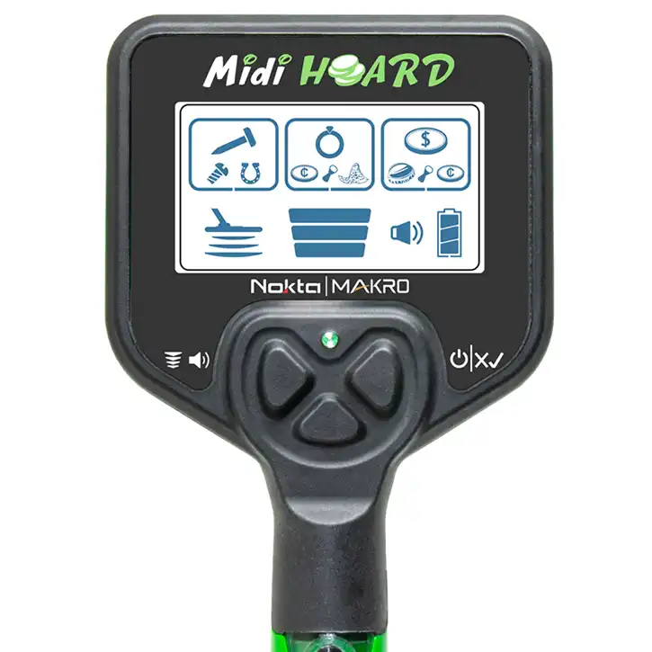 midi-hoard-display-kinderdetector-kinderdetektor-nokta-makro خرید فلزیاب Nokta Midi Hoard (نوکتا مینی هورد) | اولین گام حرفهای برای کاوشگران جوان - موسوی آفیشیال